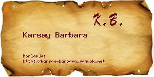 Karsay Barbara névjegykártya