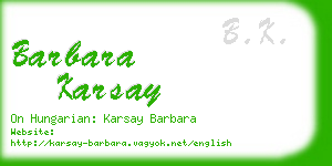 barbara karsay business card